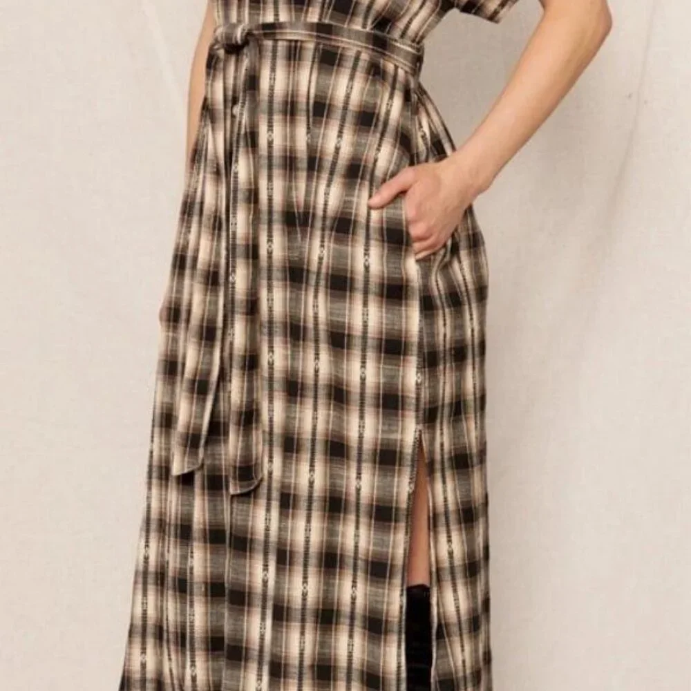 NWT Buffalo Plaid Belted Dress - Picture 4 of 4